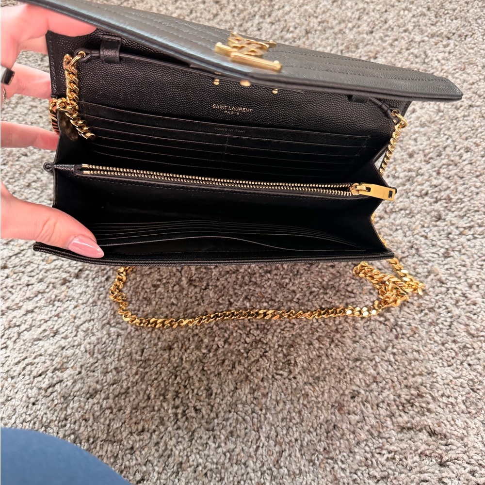 Yves Saint Laurent Black Monogram Envelope Wallet on Chain - Picture 5 of 9